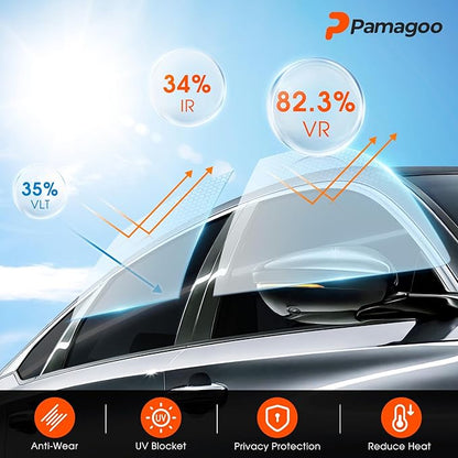 [2025 Upgrade] PAMAGOO Car Window Tint 35% VLT, 35 Percent Nano Ceramic Window Roll 20"Inch x 20'Ft, Automotive Car Tint for Privacy Sun & Glare Protection UV Heat Blocking, Scratch Resistant 5-Layer
