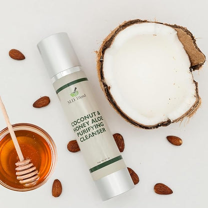 Coconut & Honey Aloe Purifying Cleanser | Organic Face Wash for Women & Men | Gentle Vegan Foaming Facial Cleanser for All Skin Types | Non-Toxic, Clean Ingredients | 120ml Airless Pump