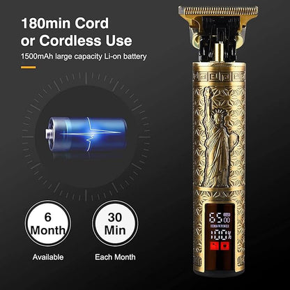 Hair Clippers for Mens Zero Gapped Cordless Hair Trimmer T-Blade Trimmer Professional Haircut & Grooming Kit Rechargeable Edgers Clippers Hair Trimmer Shaver Cutting Kit with LCD Display (Led-NS)