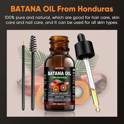 Batana Oil for Hair Growth - Organic, Unscented, Clear Oil for All Hair Types - Enhances Radiance & Nourishment