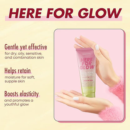 Collagen Facial Scrub - Dermatologist Tested, Anti-Aging, Hydrates & Improves Firmness, Korean Skin Care, 95% Natural, Clean Beauty, Non - GMO, Cruelty - Free - 1 Pack