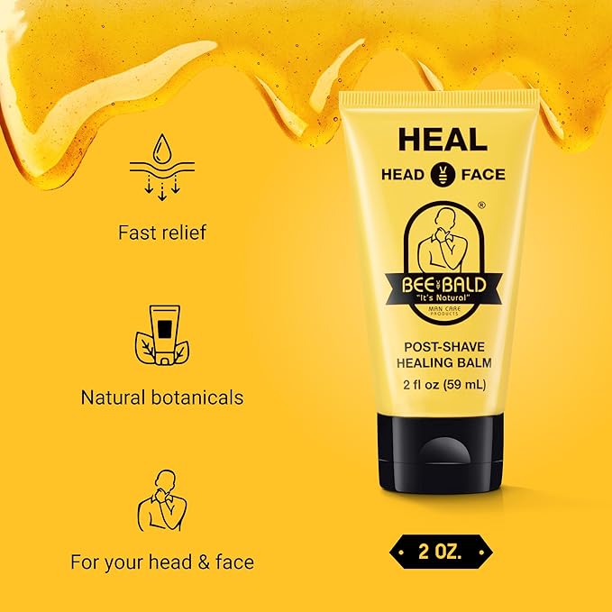 Bee Bald HEAL Aftershave for Men Healing Balm, Immediately Calms & Soothes Damaged Skin, Treats Bumps, Redness, Razor Burn & Other Shaving Post Shave Irritations, 2 Fl Oz (Pack of 4)