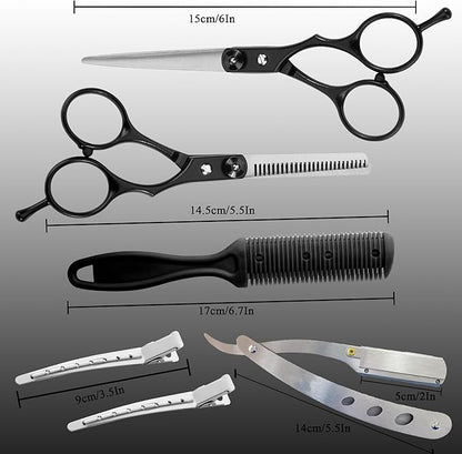 Fcysy Professional Hair Scissors Texturizing Shears Kit, Haircut Scissors Thinning Shears 11 Pcs Set