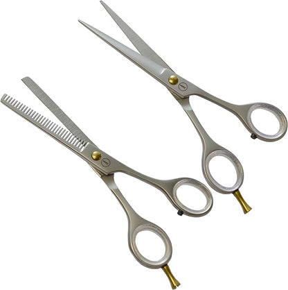 ANDUSTRIAL - Professional Hair Cutting And Thinning Scissors/Shears For Men/Women/Home/Salon - Premium High Carbon Steel Quality - Smooth And Sharp - 6 Inch, Silver