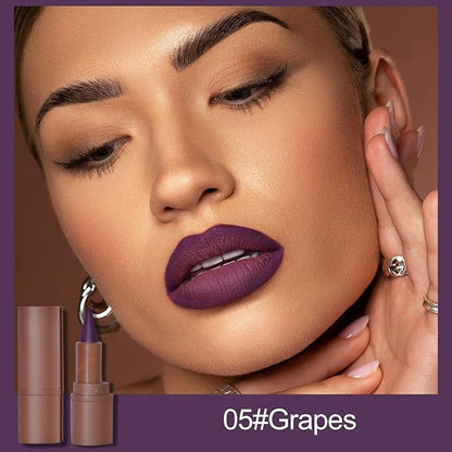 Erinde 6PCS 2-in-1 Lip Liner and Lipstick Lip Combo Set, Matte Nude Dark Brown Red Lip Liner Creamy Lip Pencil Crayon, High Pigmented Long lasting Lipstick Makeup