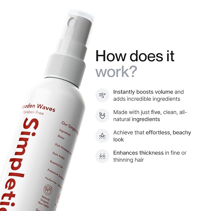 Simpletics Himalayan Sea Salt Hair Spray (Pineapple Scent) – Natural 5-Ingredient Formula for Beach Waves & Volume – Light Hold, Non-Greasy, Paraben & Sulfate Free – Unisex 8 fl oz