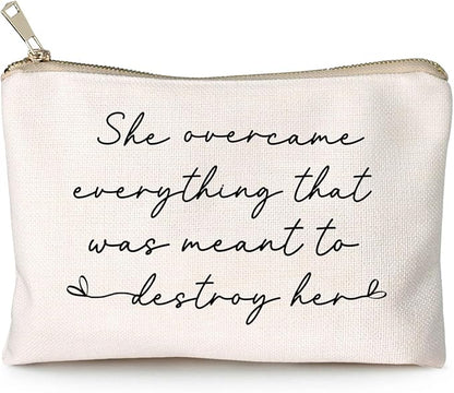 She Over Came Everything That Was Sent To Destroy Her Makeup Bag Women Empowerment Gift To Girl Boss Strong Women Female Empowerment Gift