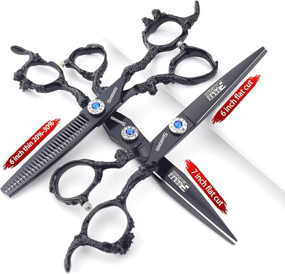 6/7/8/9-inch professional hair clipper set, stainless steel sharp hair clippers, hairdresser specific scissor((6+7) inches, 3 pieces)