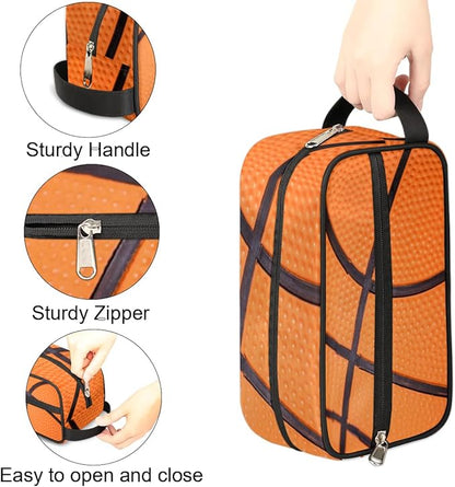 Bardic Basketball Texture Ball Portable Travel Toiletry Bag, Sport Kindle Dopp Kit Cosmetic Organizer Makeup Bag Shower Shaving Bag for Men Women