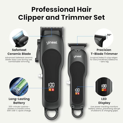 Yineel Hair Clippers for Men, Professional Cordless Clippers & Trimmer Set, Super Quiet, Clippers for Hair Cutting Kit with LED Display, Gift for Men Women Barber Kid