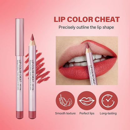 Matte Lip Liner Pencil Set,4 Colors Mini High-Pigmented Long Lasting Waterproof Cream Smooth Texture Lip Color Mini Combo Set Makeup (Sharpener Not Included)