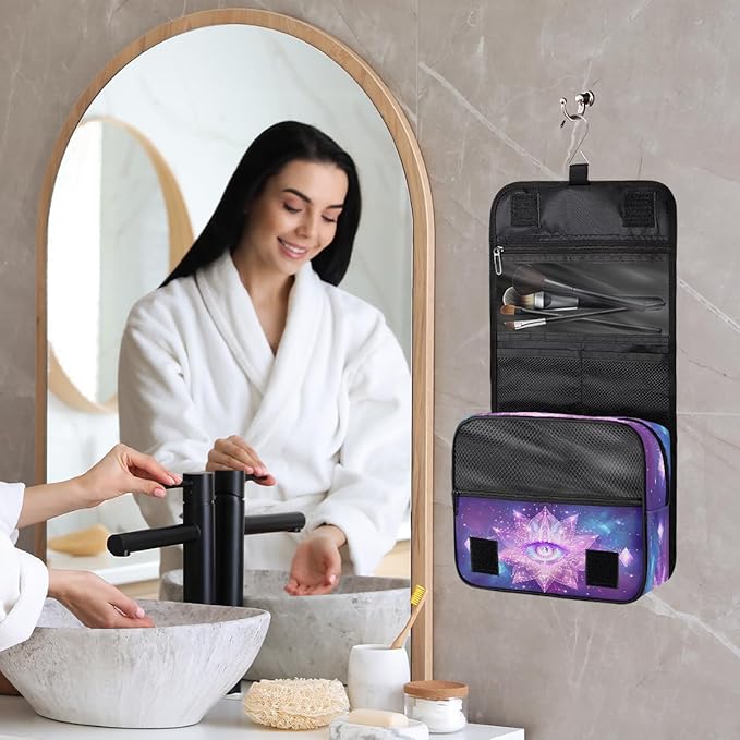 Travel Toiletry Bag for Women & Men Galaxy Evil Eye Hanging Cosmetic Organizer Portable Waterproof Makeup Case Make Up Bag with Compartments Travel Essentials for Bathroom Shower