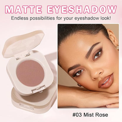 Rose Pink Matte Eyeshadow, Ultra Fine Lightweight Powder, Multiuse Blendable Makeup, High Pigment, Daily Warm Tone Eyeshadow (03 Mist Rose)