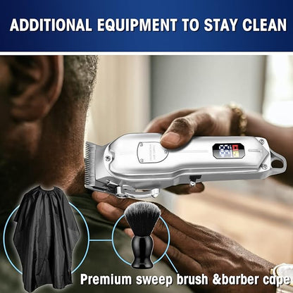 Karrte Professional Hair Clippers and Trimmer Kit,Cordless Hair Cutting Kit,Barber Supplies for Men Beard Trimmer Mens Grooming Kit Accessories (Silver)