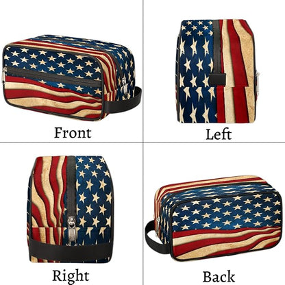 4Th Of July Usa Flag Travel Toiletry Bag for Women Men Lightweight Cosmetic Makeup Bag Organizer Waterproof Shaving Bag Dopp Kit with Large Capacity for Toiletries and Shaving Accessories