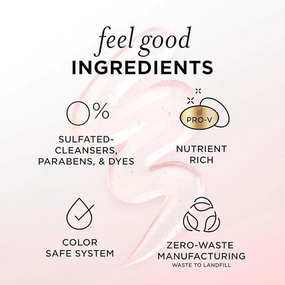 Pantene Sulfate Free Rose Water Shampoo, Soothes, Replenishes Hydration, Safe for Color Treated Hair, Nutrient Infused with Vitamin B5 and Antioxidants, Pro-V Blends, 30.0 oz