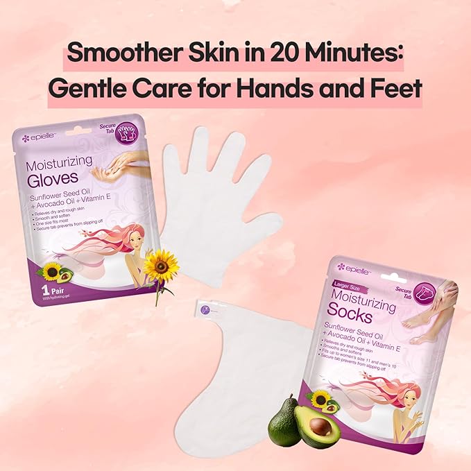 Epielle Moisturizing Foot Mask 6 Pairs, Deep Moisturizing Socks for Dry, Cracked Feet, Self Care Gifts for Women, Spa Kit, Stocking Stuffers, Thanksgiving Essentials