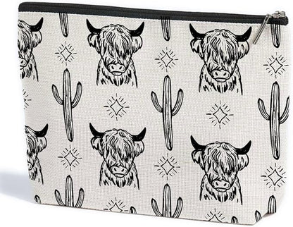 Western Makeup Bag Western Gifts for Women Western Stuff Highland Cow Gifts Cowgirl Gifts Retro Cosmetic Bag Zipper Pouch for Mothers Day Graduation Birthday