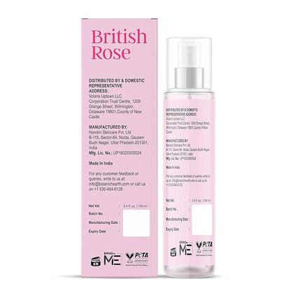 Botanic Hearth British Rose Hair Perfume & Body Perfume Mist with Hyaluronic Acid, Alcohol-Free, Refreshing & Hydrating Body Spray, Long Lasting Floral Fragrance, 100 ml / 3.4 fl oz