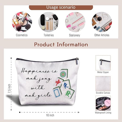 Mahjong Gifts Cosmetic Bag - Mahjong Makeup Bag Women's Zippered Bag, Friendship Gifts for Mahjong Lover- A