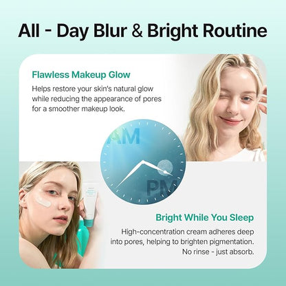 Porethera Real Bifida Blur Cream - Korean Face Moisturizer - Pore Minimizer Face Tone-Up Cream for Blurring Face - Pore Regenerating - Facial Moisturizer for Oily and Acne-Prone Skin, 1.69 fl.oz