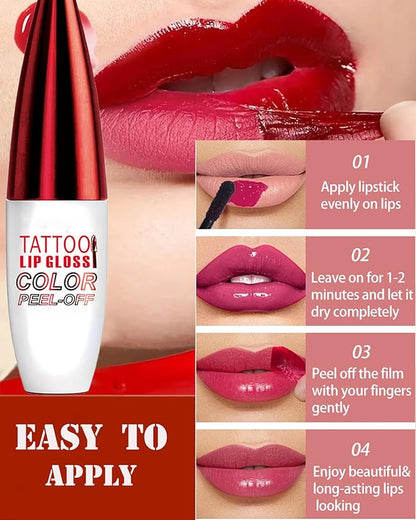 Peel Off Lip Stain Tattoo Lip Gloss,Nude Pink Matte Lip Liner Stain Peel Off Waterproof Long Lasting,Highly Pigmented Transfer-Proof Lips Tint Non-Stick Tinted Liquid Lipstick Makeup for Women-04