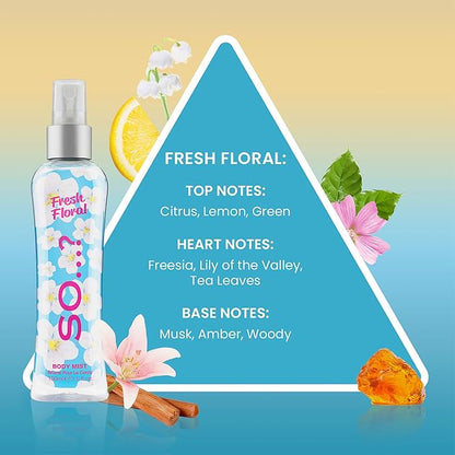 So...? Fresh Floral Body Mist for Women - 3.5 oz Body Mist - Pack of 3