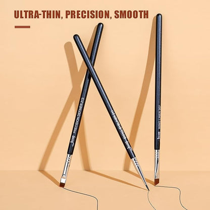 Jessup Eyeliner Brush Set, 3pcs Pro Precision Eyeliner Brushes Fine Point Angled Thin Gel Liquid Flat Winged Eye Liner Brush, Black T346