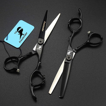 Hair Cutting Scissors, 6.0 Inch Black Professional Japan 440C Hair Cutting Shears - Salon Hair Blending/Thinning/Texturizing Scissor, Hand Sharpened
