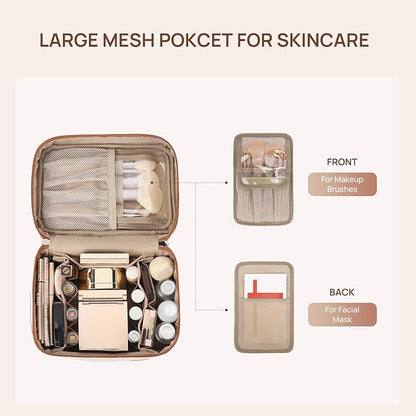 Telena Large Makeup Bag, Travel Toiletry Bag for Women, Vegan Leather Makeup Organizer Case Cosmetic Bag for Travel Essentials