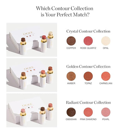 Ogee Face Stick Radiant Collection Trio - Contour Stick Makeup Collection - Certified Organic Contour Palette - Includes Bronzer Stick, Blush Stick & Highlighter Stick