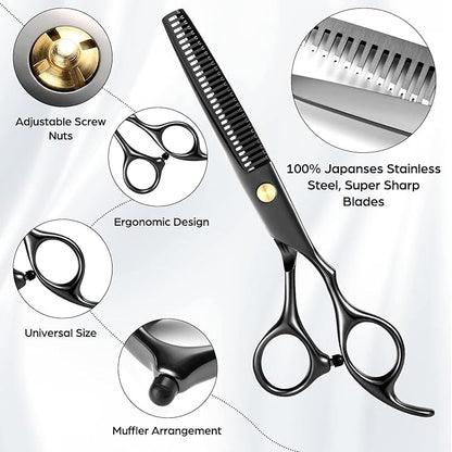 Hair Cutting Scissors Professional 6.89 inch Barber Scissors Multifunctional Salon Thinning Scissors Straight Shears Tools for Mother Father Friends' Christmas Gift