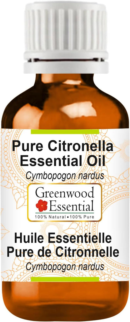 Greenwood Essential Pure Citronella Essential Oil (Cymbopogon nardus Steam Distilled 15ml (0.50 oz)
