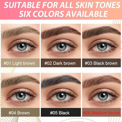 evpct 1Pcs Midium Brown Magic Microblading Dual-Ended Eyebrow Contouring Pen Brow Pencil, with 4 Brush Micro-Fork-Tips Applicator and Precise Brush-Tip Hair Like Stroke, Dual-ended Eyebrow Brush