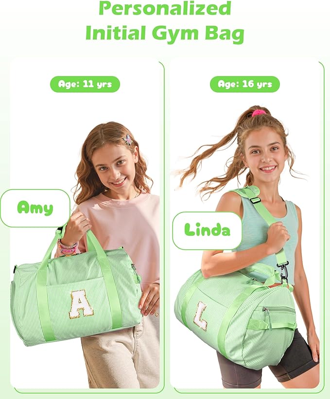 Birthday Gifts for Teenager, Girls Travel Duffle Bag, Kids Initial Overnight Bags with Shoe Compartment, Personalized Weekend Bag with Makeup Pouch, Preppy Stuff for Girl 8-12 (Letter B)