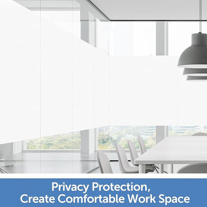 HIDBEA Frosted Window Privacy Film - Non Adhesive Static Cling Glass Stickers Sun UV Blocking Heat Control Door Covering Decals for Home Office, Frosted White, 17.3 x 98.4 Inch