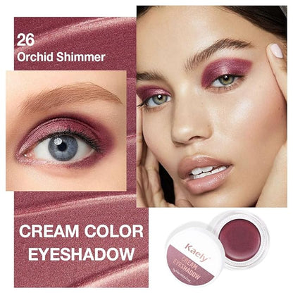 evpct Single Cream Eye Shadow Palette Pot Makeup for Older Women, Orchid Shimmer Glitter Metallic Monochrome Cream to Powder Eyeshadow Palette Eye Brightener, Highly Pigmented Waterproof Blendable