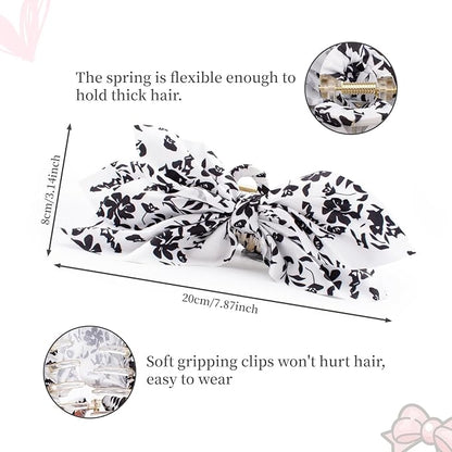 Bow Claw Clips Bow Hair Clips Black White 3PCS Big Hair Bows for Women Butterfly Styling Large Hair Clips for Thick Hair for Girls Hair Accessories for Teen