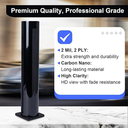 Auto Window Tint Film Roll - 15% VLT Privacy, UV Protection, Scratch & Heat Resistant - Blackout Shade for Car Windows - Nano Carbon Formula - Automotive Baby Protection - 24" x100' Roll