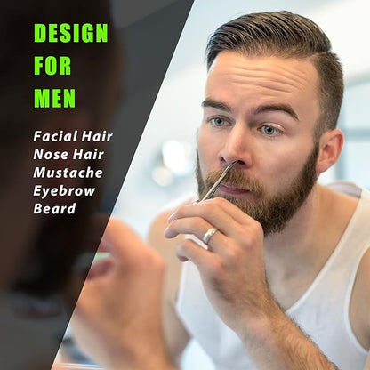 Facial Hair Small Grooming Scissors For Men Women - Eyebrow, Nose Hair, Mustache, Beard, Eyelashes, Ear Trimming Kit - Curved and Rounded Safety Tip Clippers For Hair Cutting- 2PCS Black