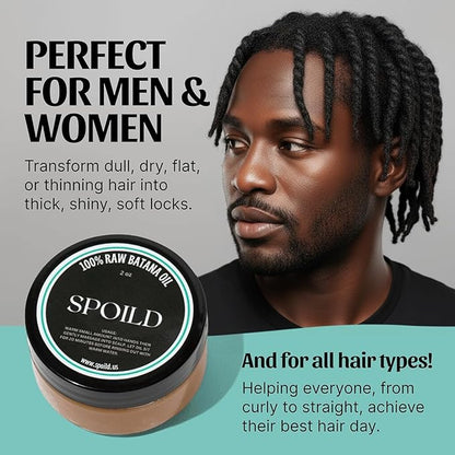 Raw Batana Oil for Hair Growth - Sourced from Honduras - Dr. Sebi Approved - 100% Organic and Unrefined - For Thicker, Stronger Hair - 2oz.