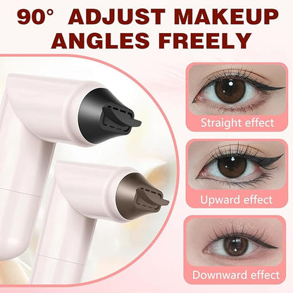 2pcs Gel Eyeliner Pencil Set, New Foldable Eye Liner Stamp for Perfect Wings, Smudge Proof & Waterpoof Liners Tool Pen (Brown)