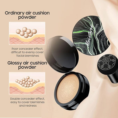 Mushroom Head Air Cushion CC Cream - Tattoo Cover up Makeup Waterproof Long-Lasting Moisturizing Concealer Foundation, Even Skin Tone for All Skin Types (Medium)