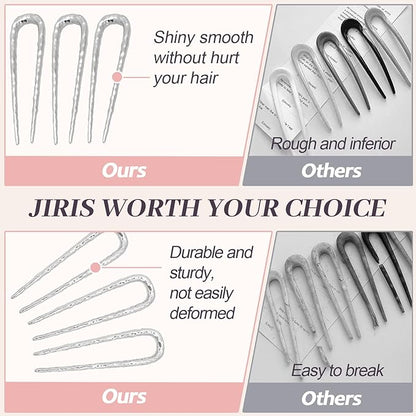 2PCS 3.8Inch French Hair Pins U-Shaped Pins for Women and Girls Fashion Metal Hair Pin French Twist Hair Pins for Buns, Updos,Stylish and Functional(set2-silver)