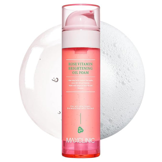 [K-Beauty] Rose Vitamin Oil to Foam - All-in-One Korean Face Wash OilBased Foaming Facial Cleanser - Pore Minimizing & Blackhead Remover - Makeup Deep Cleansing Oil for All Skin Types (3.88 fl oz)