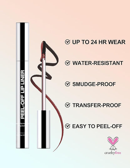 Erinde Peel Off Lip Liner Stain, Long Lasting Tattoo Lip Liner with Tweezer, Matte Finish, Waterproof Transfer Proof Lip Stain Peel Off, Non-Stick Cup Nude Lip Stain Lipliner, 02