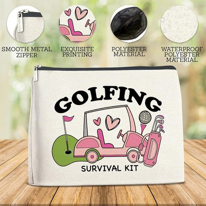 Golf Gifts Makeup Bag for Women, Inspirational Gifts for Golfers Friendship Birthday Golf Lover Gift for Her Female Friend Cosmetic Bag with Zipper Travel Toiletry Pouch for Purse