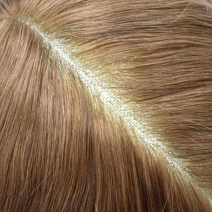 FACE MIRACLE Toupee for Men Lace Center Mens Toupee Hairpiece for Man Human Hair Replacement System Lace Center with Poly around Hair Units Mens Wig Hair Prosthesis 6"X8" #18 Medium Blonde