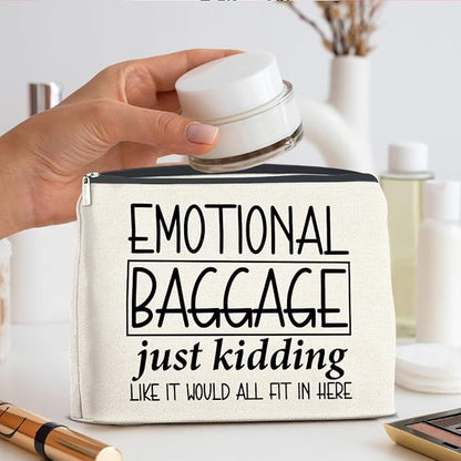 Funny Emotional Baggage Makeup Bag Gifts for Women Friends Bestie Soul Sister BFF, Cosmetic Bag Zipper Makeup Pouch