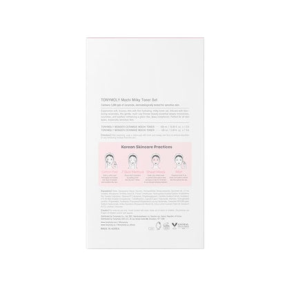 TONYMOLY Mochi Milky Toner Set – Hydrating Korean Toner with Ceramide, Cica, Panthenol & Hyaluronic Acid – Strengthens Skin Barrier, Soothes & Moisturizes – 500ml + 100ml Travel Size Duo